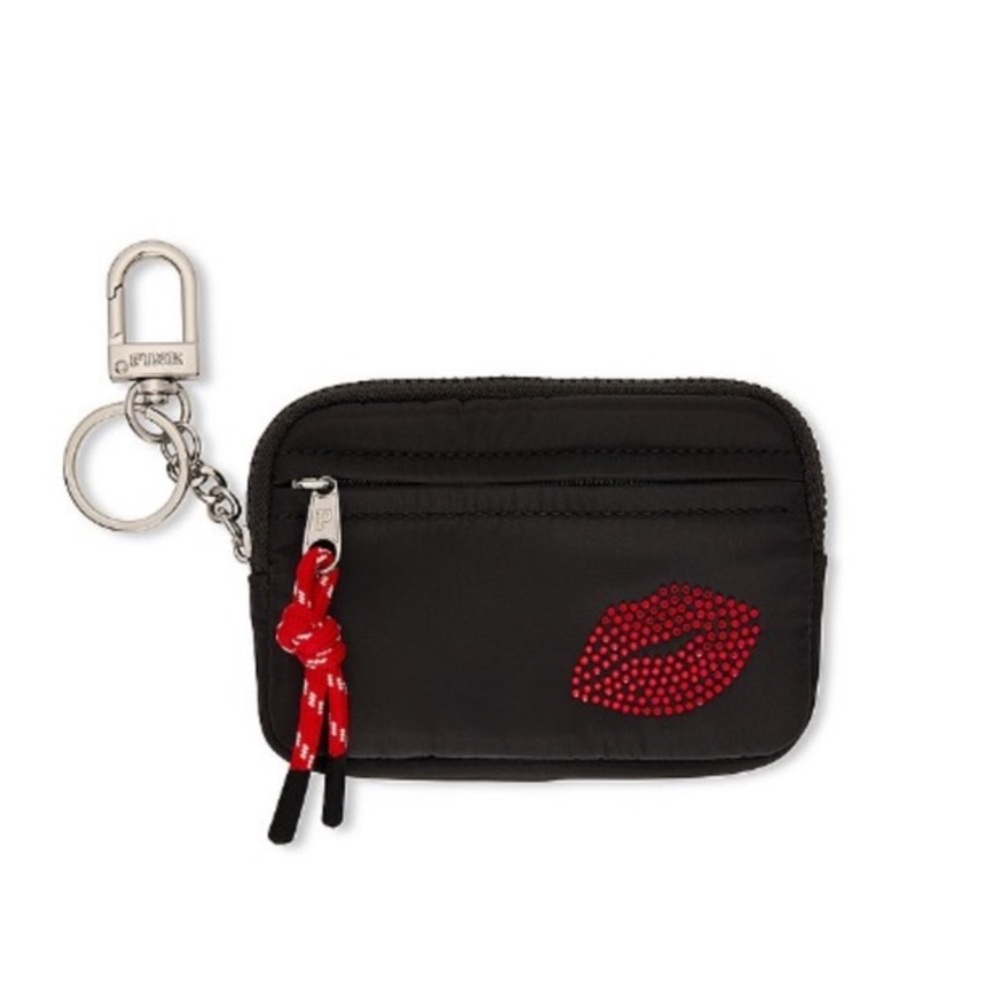 💋VS Pink bling card case wallet ID holder keychain bag charm NWT